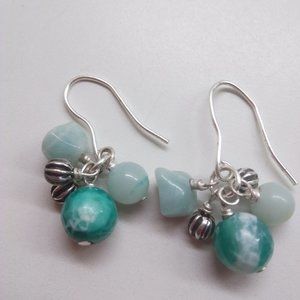 Turquoise and Silver 5-Ornament Earrings